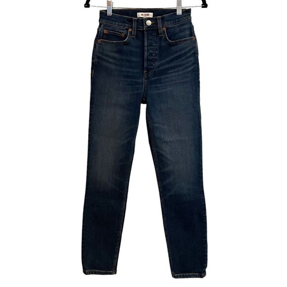 Re/Done NWOT 90’s High Rise Crop Ankle Comfort Stretch Jeans in Royal Fade 26 - Picture 2 of 10